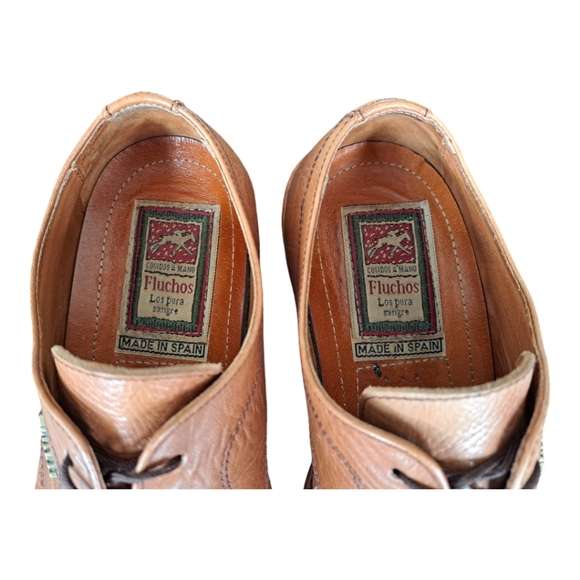 Fluchos tan leather mens shoes dress shoes lace up Made in Spain Size 40 - Picture 10 of 15